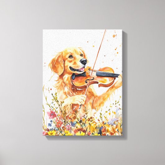 Toile Chien mignon jouant d'un violon (Recto)