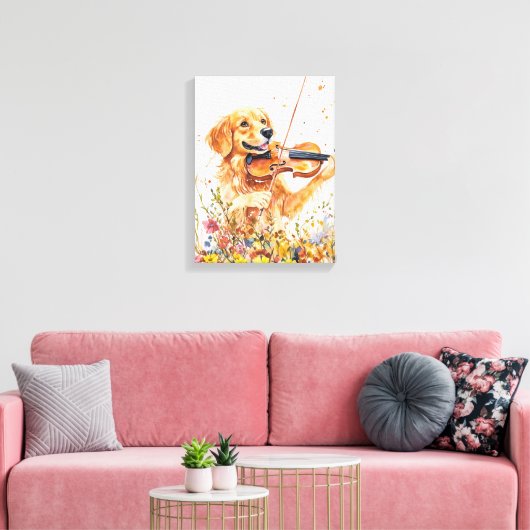Toile Chien mignon jouant d'un violon (Insitu(Salon))