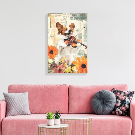 Toile Chien mignon jouant d'un violon (Insitu(Salon))