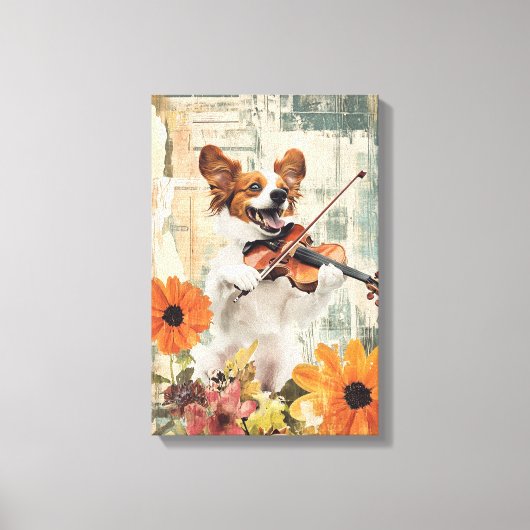 Toile Chien mignon jouant d'un violon (Recto)