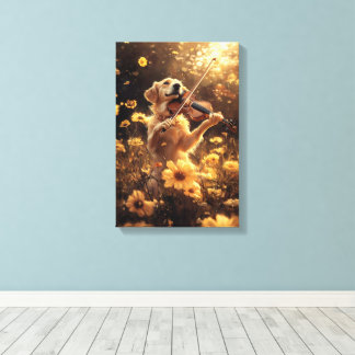 Toile Chien mignon jouant d'un violon