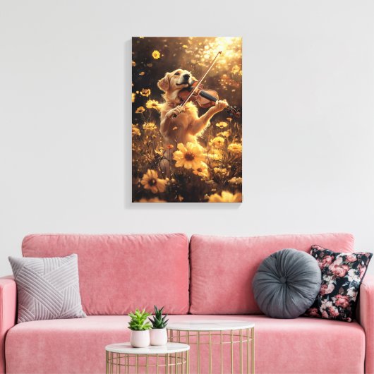 Toile Chien mignon jouant d'un violon (Insitu(Salon))