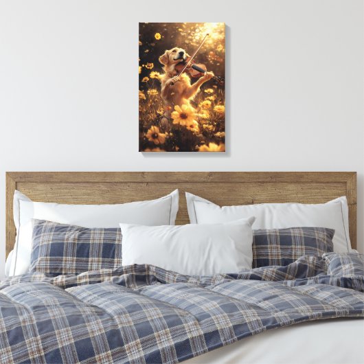 Toile Chien mignon jouant d'un violon (Insitu(Chambre))