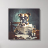 Toile Chien mignon portant des lunettes Lecture Journal (Recto)