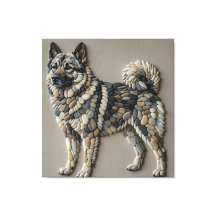 Chien nordique Elkhound Mosaïque Murale en Pierre 