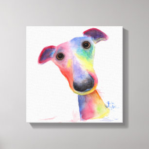 Toile Chien Nosey 'Hank' Whippet / Greyhound Canvas Impr