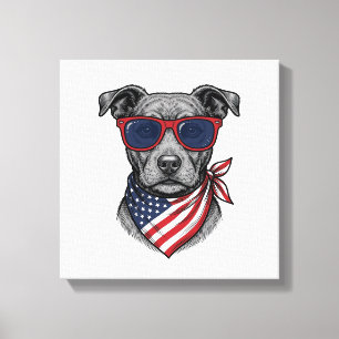 Toile Chien Patriotique Avec Lunettes De Soleil Design D