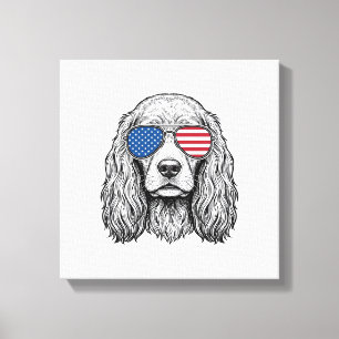 Toile Chien Patriotique avec Lunettes de Soleil Drapeau