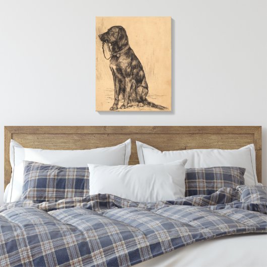 Toile Chien solitaire tenant sa propre laisse, encre de  (Insitu(Chambre))