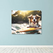Toile Chien sur planche de surf (Insitu (Plancher de Bois))