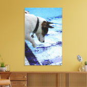 Toile Chien touchant l'eau à la piscine (Insitu(Salon))