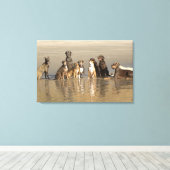 Toile Chiens assis sur la plage (Insitu (Plancher de Bois))