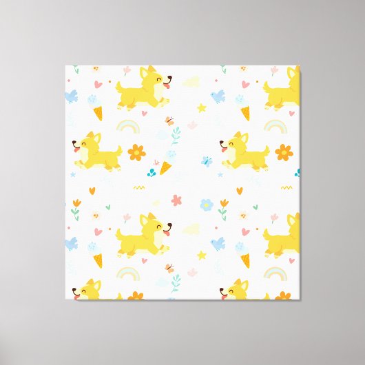 Toile chiens corgis dessin animé drôles (Recto)