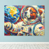 TOILE CHIENS DANS L'ESPACE - SAINT-BERNARD 5 (Insitu (Plancher de Bois))