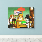 Toile Chiens de doberman Beagle de boxer jouant à des ca (Insitu (Plancher de Bois))