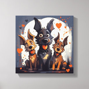 Toile Chiens de la Saint-Valentin en dessin animé Art 2