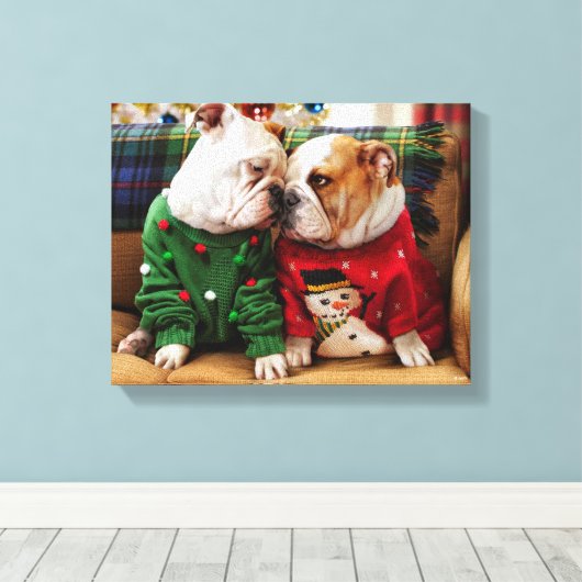 Toile Chiens de Noël en pulls (Insitu (Plancher de Bois))