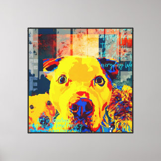 Toile Chiens de Pop Art Jaune Imprimé : Liberté & Inspir