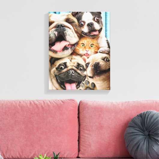 Toile Chiens et photo d'un groupe de chats (Insitu(Salon))