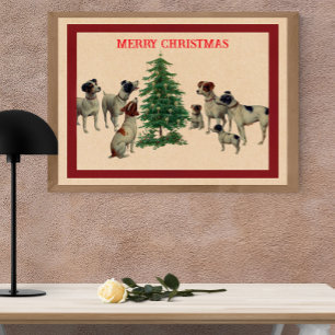 Toile Chiens terriers de Noël victoriens vintage