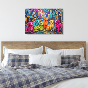 Toile Chiens vibrants d'une nuit étoilée Impasto Medina