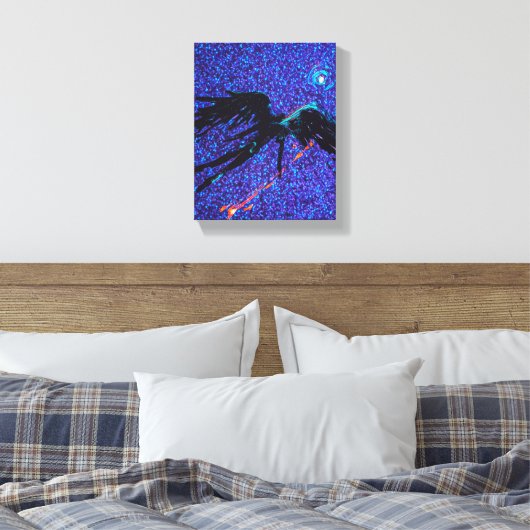 Toile Chiffre à ailes foncées volant à travers l'espace (Insitu(Chambre))