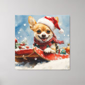Toile Chihuahua Dog in Sledge Let it neiger Noël (Recto)