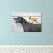 Toile Chihuahua sur le dos du grand Danois (Insitu (Plancher de Bois))