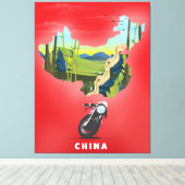 Toile Chine Carte illustrée affiche de voyage (Insitu (Plancher de Bois))