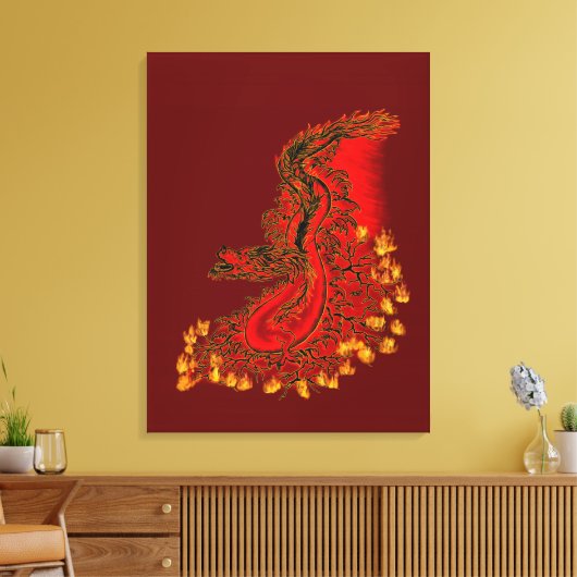 Toile Chine Dragon rouge et or design (Insitu(Salon))
