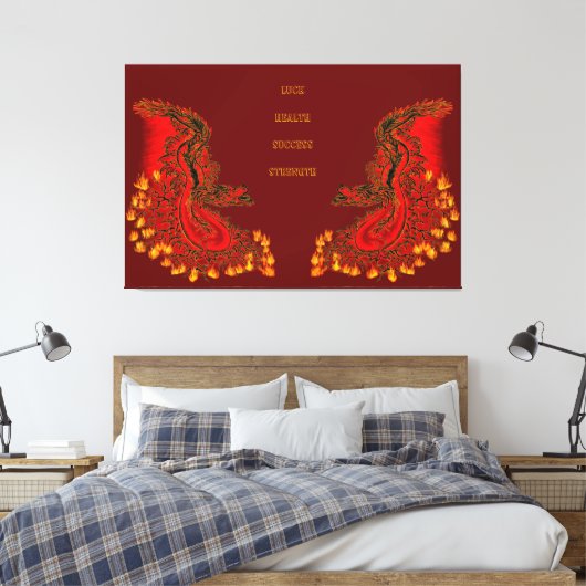Toile Chine Dragon rouge et or design (Insitu(Chambre))