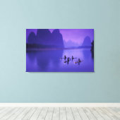 Toile Chine, Li River. Les pêcheurs de cormorans. (Insitu (Plancher de Bois))