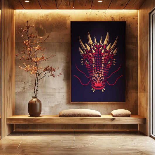 Toile Chinese Zodiac Dragon Wall Art Print Japandi Decor