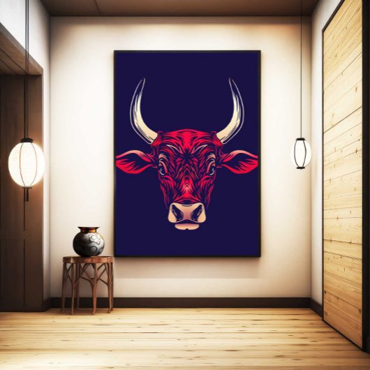 Toile Chinese Zodiac Ox Wall Art Print Japandi Decor