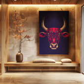 Toile Chinese Zodiac Ox Wall Art Print Japandi Decor