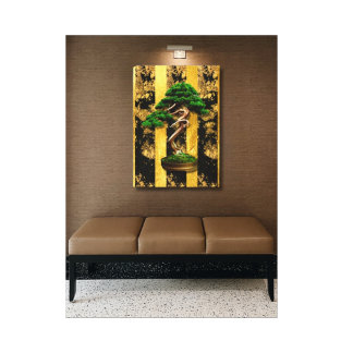 Toile Chinois Asiatique Bonsai Arbre Étitré Canvas Impri