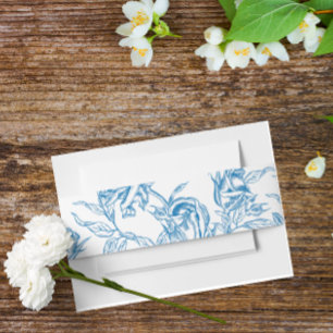 Toile Chinoiserie Franse Blauwe Buik Band Uitnodigingen Wikkel