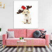 Toile Chiot avec chapeau de Père Noël et oreilles de ren (Insitu(Salon))