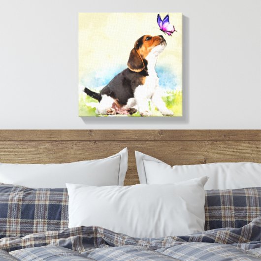 Toile Chiot beagle avec papillon (Insitu(Chambre))