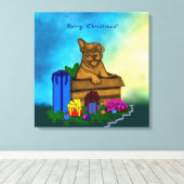 Toile Chiot dans une boîte, Joyeux Noël (Insitu (Plancher de Bois))