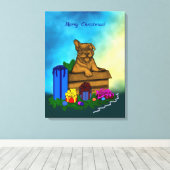 Toile Chiot dans une boîte, Joyeux Noël (Insitu (Plancher de Bois))