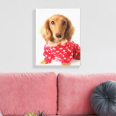 Toile Chiot de Dachshund portant l'tenue de Saint Valent (Insitu(Salon))
