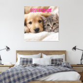 Toile Chiot endormi et chaton câlin mignons (Insitu(Chambre))