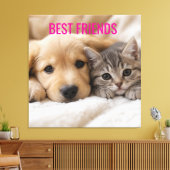 Toile Chiot endormi et chaton câlin mignons (Insitu(Salon))