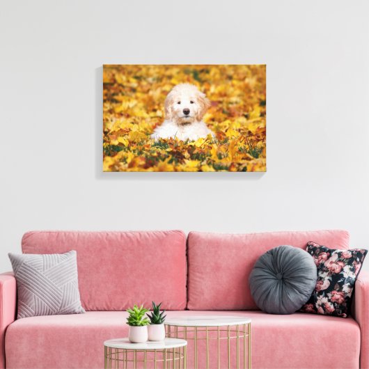 Toile Chiot Goldendoodle En Feuilles Automnes (Insitu(Salon))