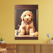 Toile Chiot Goldendoodle précieux avec chaussures couleu (Insitu(Salon))