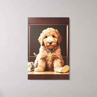 Toile Chiot Goldendoodle précieux avec chaussures couleu
