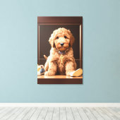 Toile Chiot Goldendoodle précieux avec chaussures couleu (Insitu (Plancher de Bois))