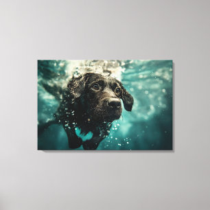 Toile Chiot labrador nageant sous l'eau Design