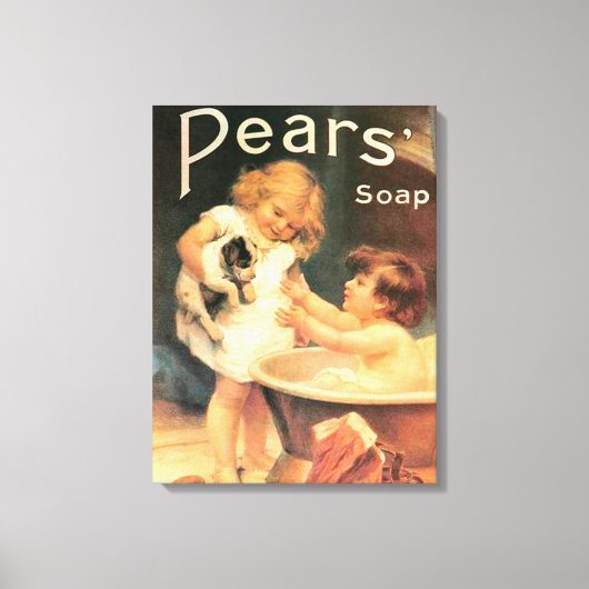 Toile Chiot Prenant Un Bain Vintage Antique (Recto)